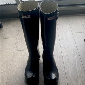 Black hunter rain boots original gloss